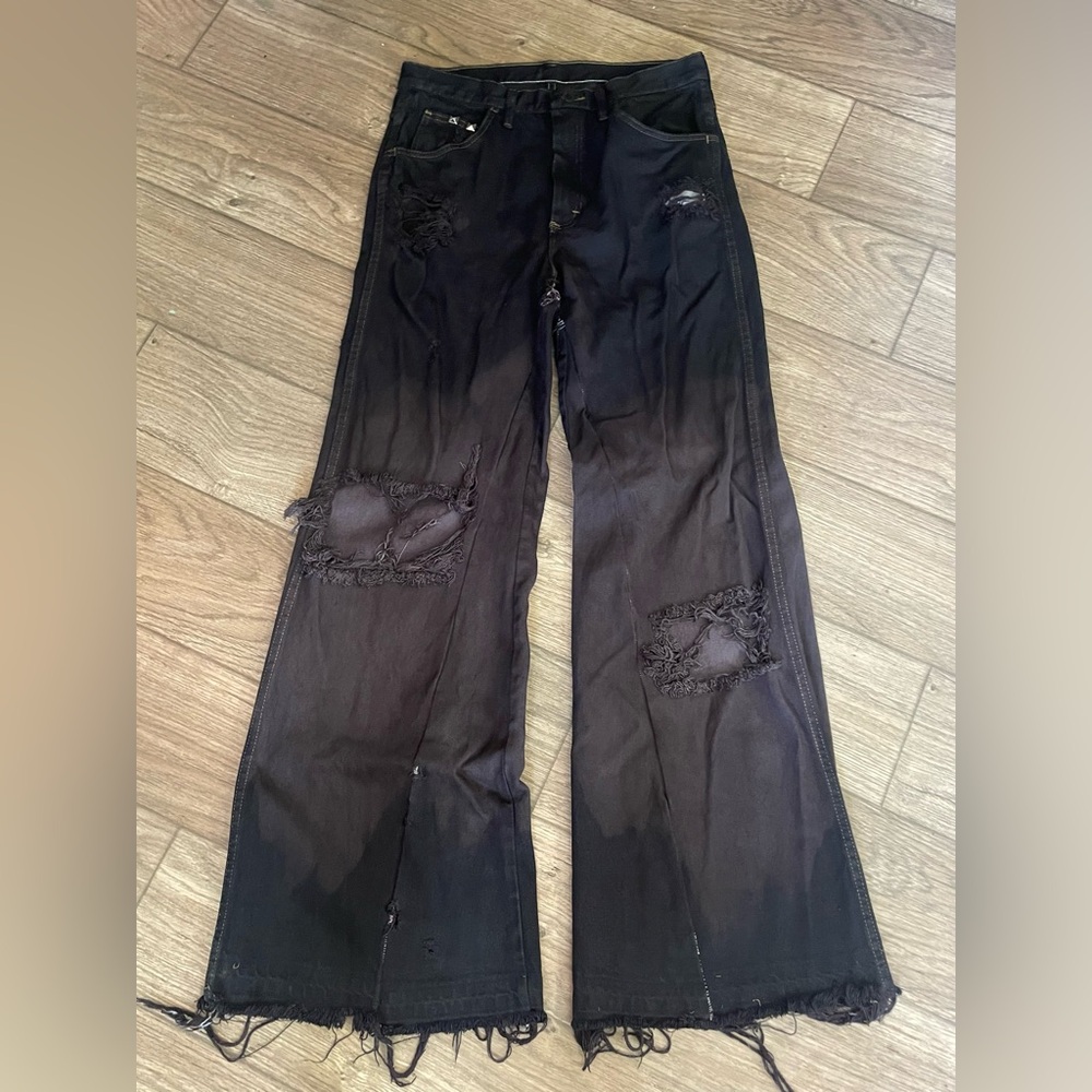 Black Distressed Flare Pants